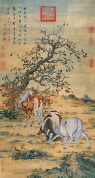 Lang shining great horses traditional China Oil Paintings